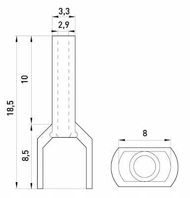 Ізольований наконечник E.Next e.terminal.stand.te.2.2.5.red 2x2,5 кв.мм червоний (s4037007) - фото №1