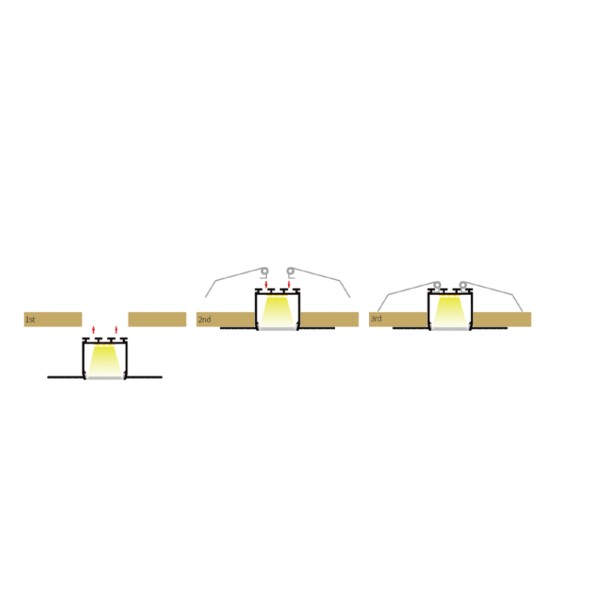 LED-профіль MLG врізний LP6625 з розсіювачем, 2 метра - фото №3