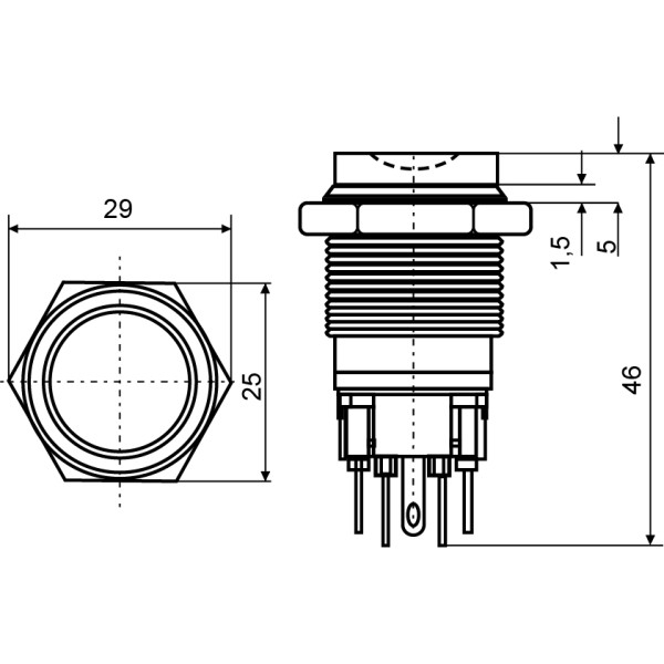 Металева кнопка Аско-Укрем TYJ 22-321 1NO+1NC з фіксацією (A0140010127) - фото №4