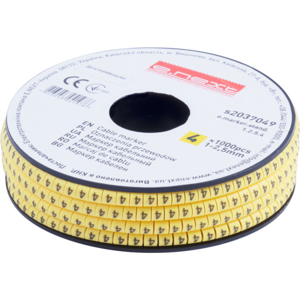 Кабельный маркер E.Next e.marker.stand.1.2.5.4 1-2,5 кв.мм 4 1000шт (s2037049)