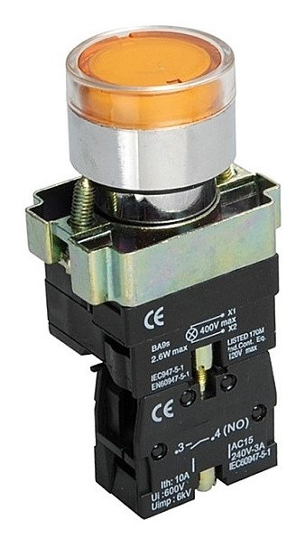 Кнопка TNSy XB2-BW3561 1НО з підсвічуванням жовтий (TNSy5500293)