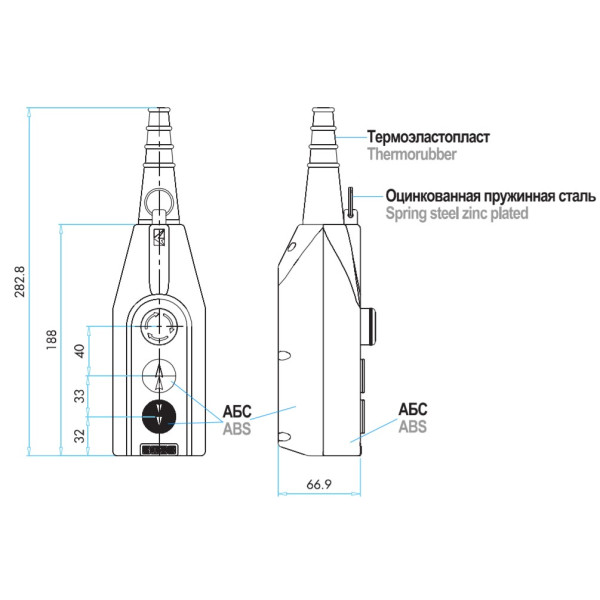 Пульт управления EMAS PV3E30B2 на 3 кнопки (2 кнопки + аварийный стоп D=30mm) 1 скорость - фото №1