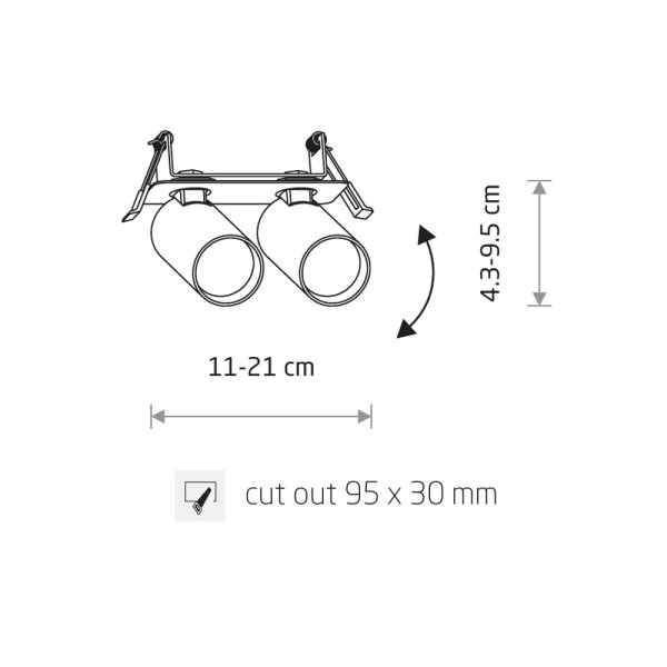 Светильник поворотный, спот Nowodvorski 11442 Fourty Surface II GU10 2x10W IP20 черный - фото №1