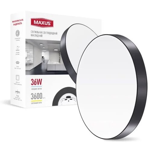 Світильник Maxus SP Ceiling 36Вт 4100K Circle Slim Black (1-MSP-3641-SLB) - фото №2
