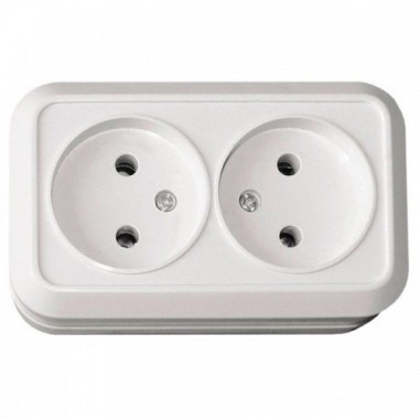 Накладная розетка Sokol двойная белая (7.2.1.89226)