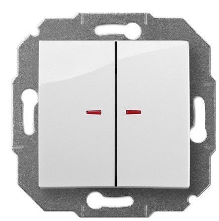 Двухклавишный выключатель Elektro-Plast Carla 1724-10 с подсветкой (белый)