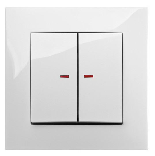 Двухклавишный выключатель Elektro-Plast Carla 1724-10 с подсветкой (белый) - фото №1