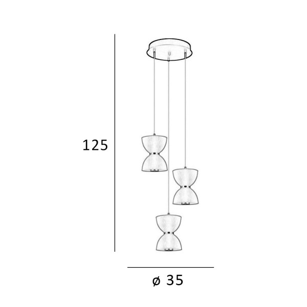Подвесной светильник, люстра Italux PND-83949-3-BK Tica LED 3x22W 3000K 950Lm IP20 белый - фото №2