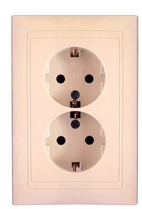 Двойная розетка Elcor Emily 9215 (211571) с заземлением (кремовый)