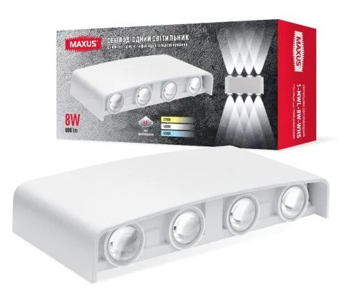 Накладний світильник Maxus MWL 8Вт 3000/4100/6500К IP65 WH Square (1-MWL-8W-WHS) - фото №3