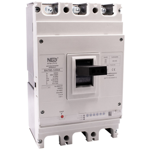 Автоматичний вимикач в литому корпусі NEO ВА78E-1250А 3Р 85kA 415В тип 2 (Б00046392)