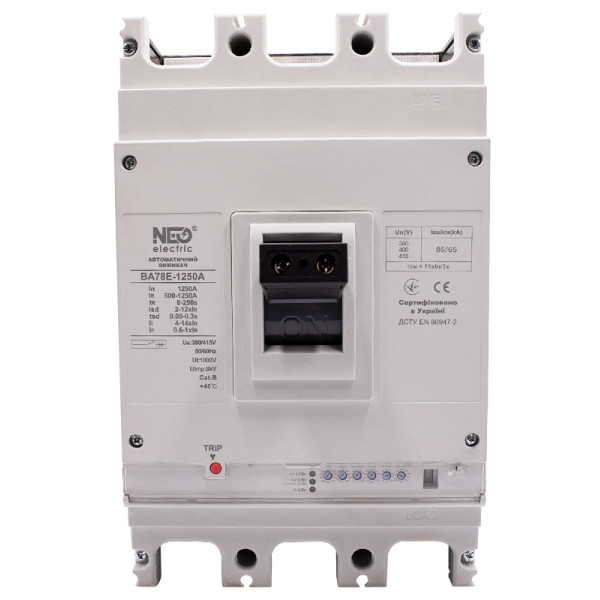Автоматичний вимикач в литому корпусі NEO ВА78E-1250А 3Р 85kA 415В тип 2 (Б00046392) - фото №1