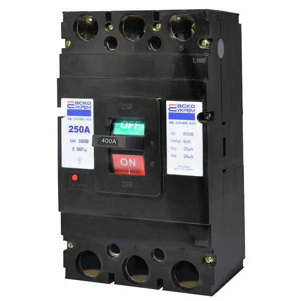 Силовий автоматичний вимикач Аско-Укрем ВА-2004N/400 3р 250А (A0010040072) - фото №2