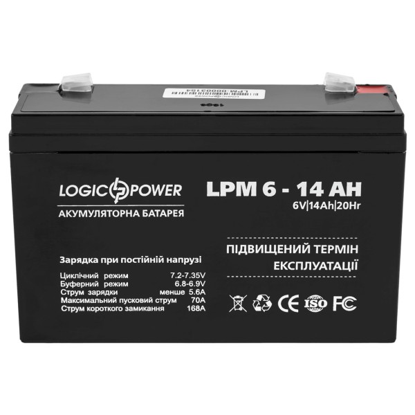 Аккумулятор LogicPower AGM LPM 6-14 AH 6В - фото №1