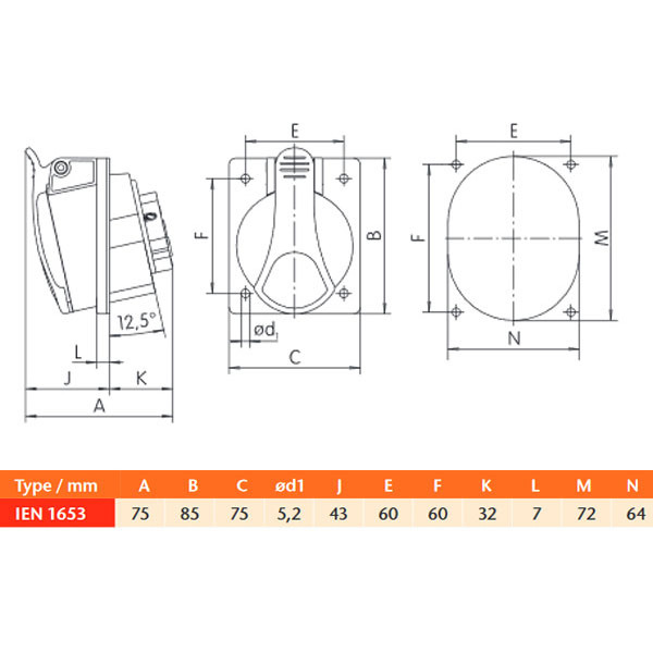 Вбудований силовий роз'єм Sez IEN1653 - фото №11