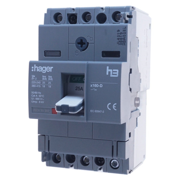 Ел.автомат Hager x160, In=25А, 3п, 18kA - фото №3