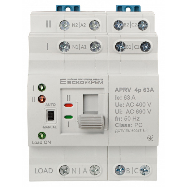 Реле автоматического включения резерва Аско-Укрем APRV 4p 63A (A0010230007) - фото №2