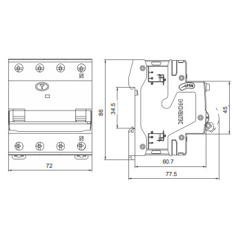 Дифавтомат NOARK Ex9NL-N 3P+N C25 EU 6кА C 25А 30мА AC (111516) - фото №1