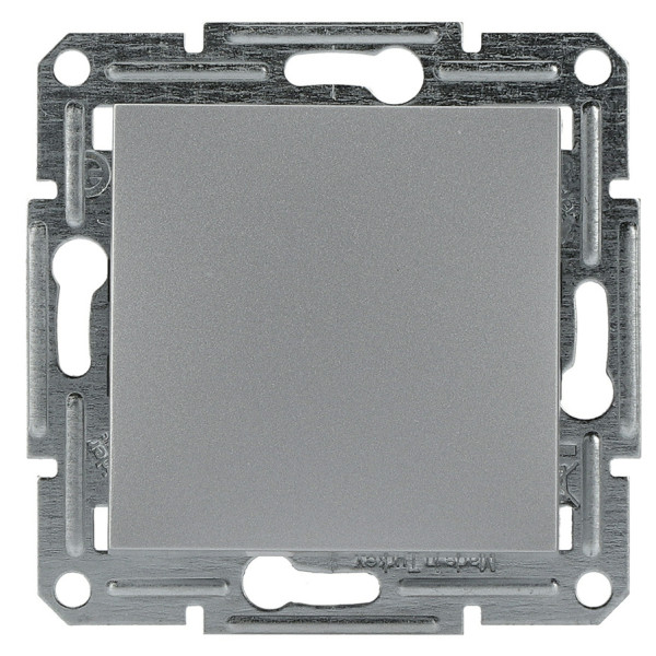 Переключатель 1-клавишный без рамки алюминий Asfora, EPH0400161