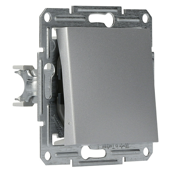 Переключатель 1-клавишный без рамки алюминий Asfora, EPH0400161 - фото №1