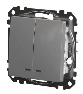 Двоклавішний вимикач Schneider Electric Sedna Design & Elements з підсвіткою алюміній SDD113105L - фото №4