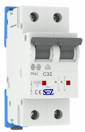 Двополюсний автомат SEZ 62 C 32А 2P (PR62C32A)