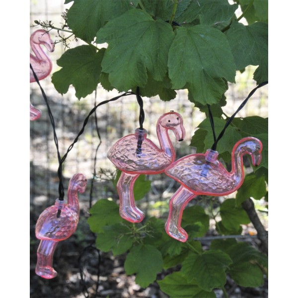 Гирлянда на солнечной батарее Goldlux 311535 Flamingo LED 6500K IP44 розовая - фото №3