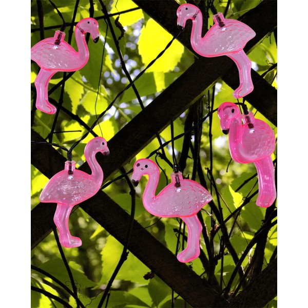 Гирлянда на солнечной батарее Goldlux 311535 Flamingo LED 6500K IP44 розовая - фото №4