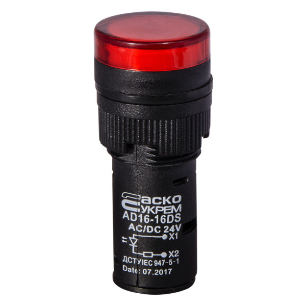 Сигнальна арматура Аско-Укрем AD16-16DS 24В AC/DC червона (A0140030053) - фото №1