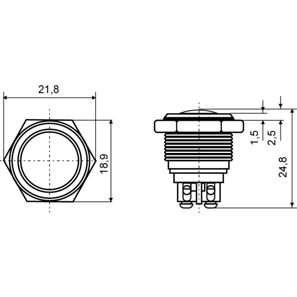 Металева кнопка Аско-Укрем TY 16-231A Scr 1NO (A0140010085) - фото №4