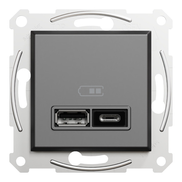 USB розетка Schneider Electric Asfora EPH2700371 USB/Type-C 2,4А антрацит - фото №4
