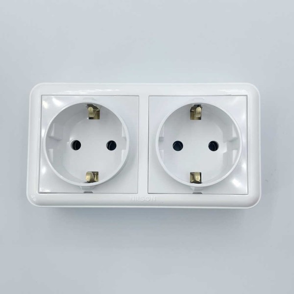 Розетка Nilson Unique белая 2-я с заземлением ( 28111025 ) - фото №1