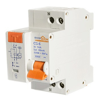 Выключатель дифференциального тока ECOHOME ДВ 1Р+N 20A 30мА (ECO030010002)