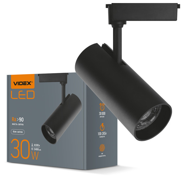 Трековий LED світильник Videx 30Вт 4100K (VL-TR04-304B) чорний - фото №4