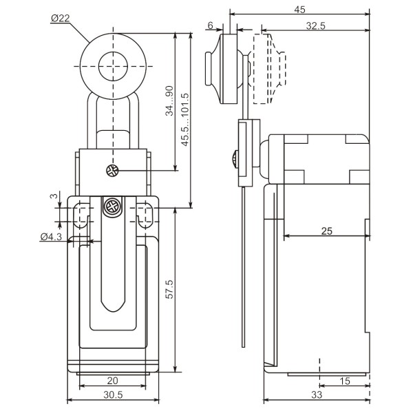 Кінцевий вимикач Promfactor FLS15M33P66 - фото №1