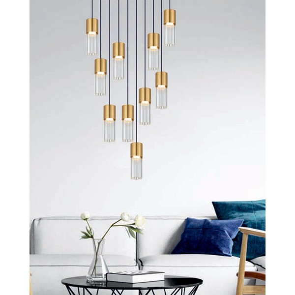 Підвісний світильник, люстра Zuma Line 5905316693678 Iggly LED 10x50W 3000K/4500K/6500K 1831Lm IP20 золотий - фото №1