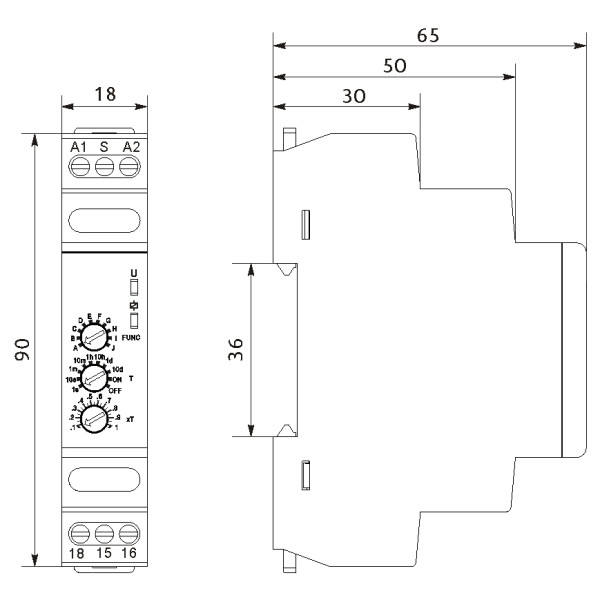 Багатофункціональне реле часу Promfactor FRT14 12 12-240В AC/DC - фото №2