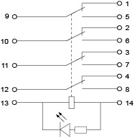 Проміжне реле Аско-Укрем МY4 DC 12В (A0090010025) - фото №3