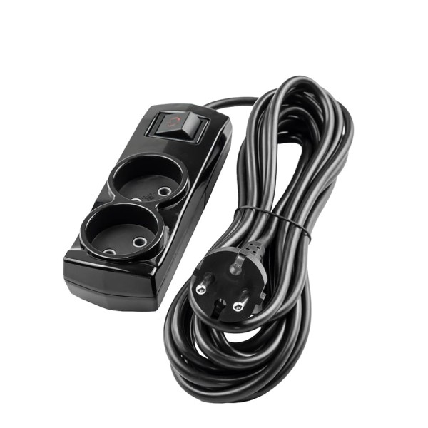 Подовжувач Violux 2р 3м без заземлення з вимикачем чорний ( 920382 )