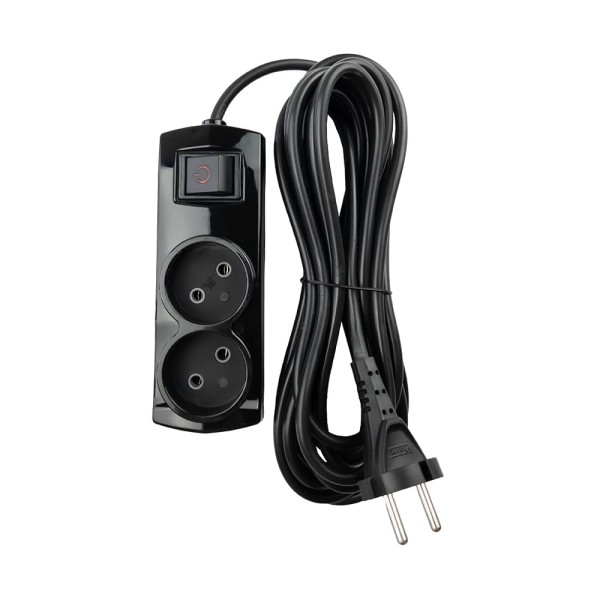 Подовжувач Violux 2р 3м без заземлення з вимикачем чорний ( 920382 ) - фото №1
