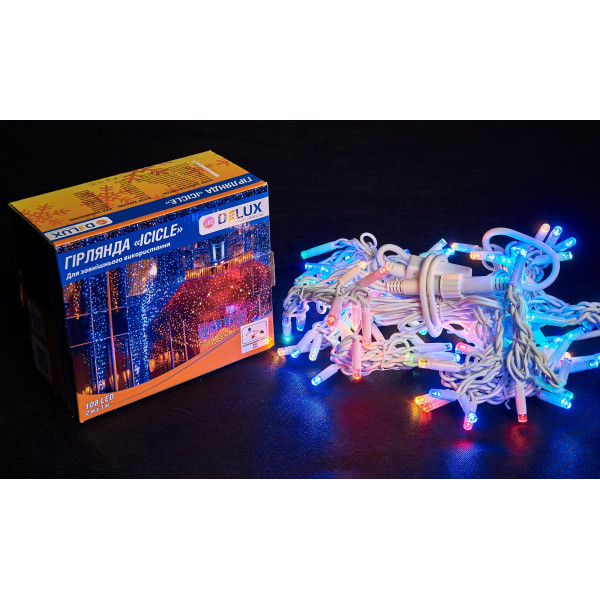 Белая уличная светодиодная гирлянда Delux EN ICICLE 108LED (90012949) 2x1м 27 мигающих диодов IP44 - фото №2