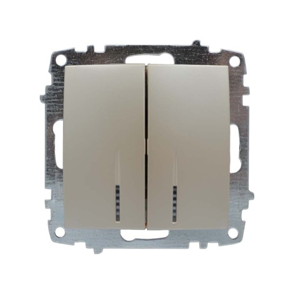 Выключатель ELBI ZENA Silverline жемчужина 2кл с подсветкой без рамки (609-012500-203)