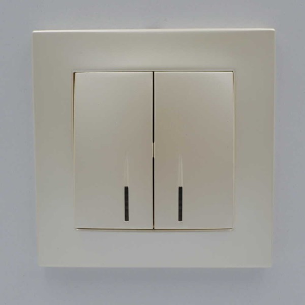 Выключатель ELBI ZENA Silverline жемчужина 2кл с подсветкой без рамки (609-012500-203) - фото №1