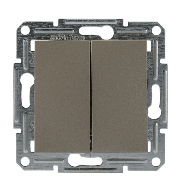 Перемикач 2-клавішний без рамки бронза Asfora, EPH0600169