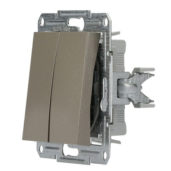 Перемикач 2-клавішний без рамки бронза Asfora, EPH0600169 - фото №1