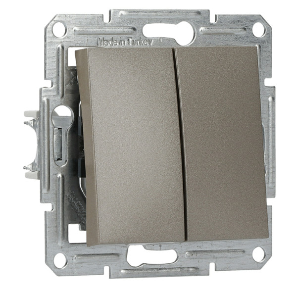 Перемикач 2-клавішний без рамки бронза Asfora, EPH0600169 - фото №5