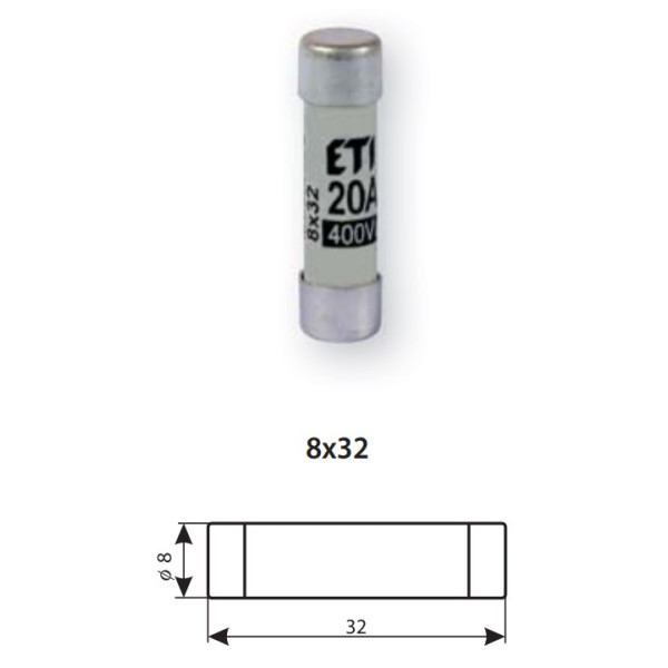 Запобіжник ETI 002610000 CH 8x32 gG 1A 400V - фото №2