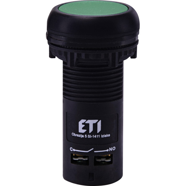 Моноблочна втоплена кнопка ETI 004771471 ECF-11-G (1NO+1NC зелена)