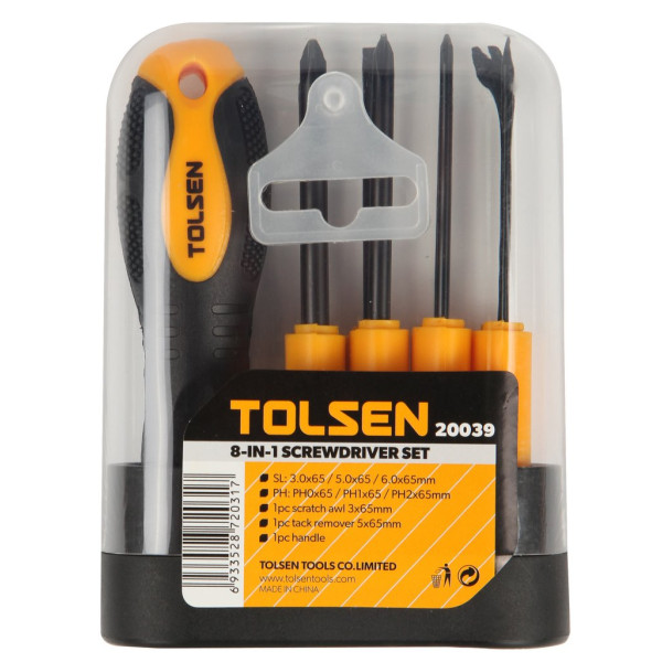 Комплект сменных отверток Tolsen 20039 «8 в 1» с храповым механизмом - фото №3