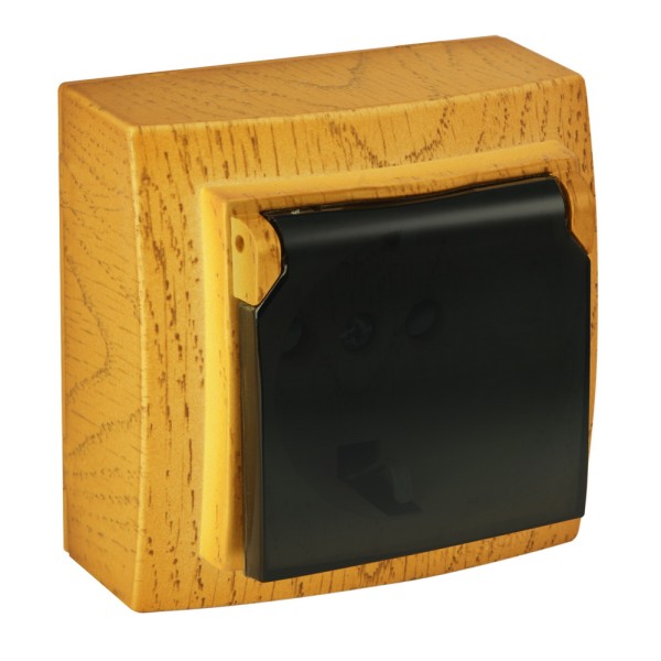 Розетка Nilson Themis дуб 1-на з заземленням з кришкою ( 26251018 )